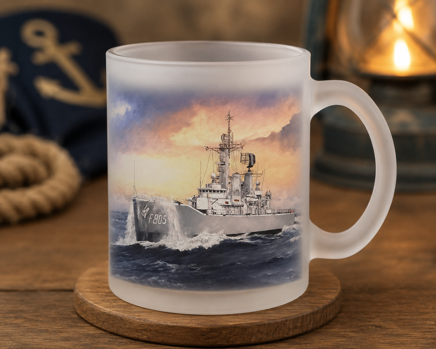 Hr. Ms. van Nes F805 – Frosted Theeglas 11 oz
