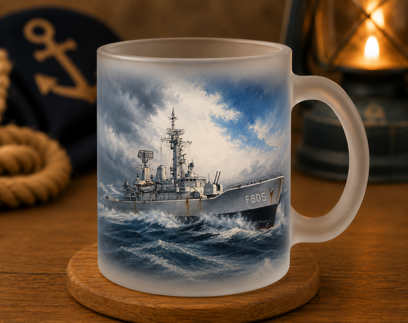 Hr. Ms. van Nes F805 – Frosted Theeglas 11 oz