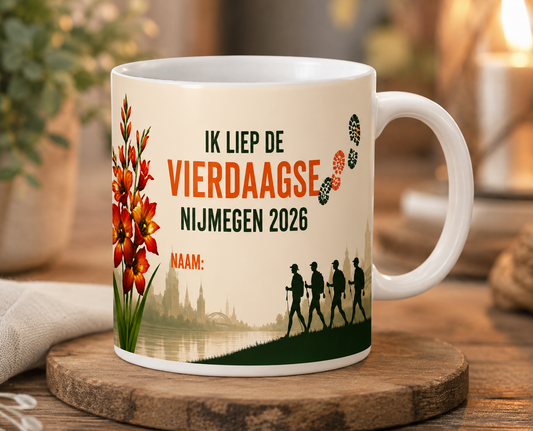 Ik liep de Vierdaagse mok met naam – Nijmegen 2026